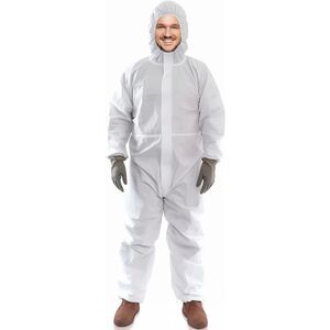 Coveralls 3X-Large White Hazmat Suit with Hood, Zipper Waterproof Lab Coveralls